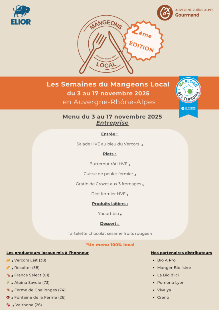 Menus Elior entreprise